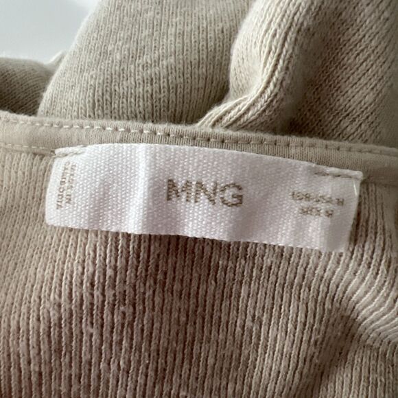 MNG Mango Sweater Women Medium Beige Ribbon Tie Knit Cardigan Long Sleeve - Picture 5 of 12